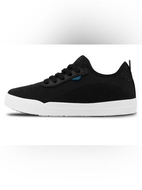 Vessi Weekend Sneaker Black Knit Lace-Up Shoes, size 7W